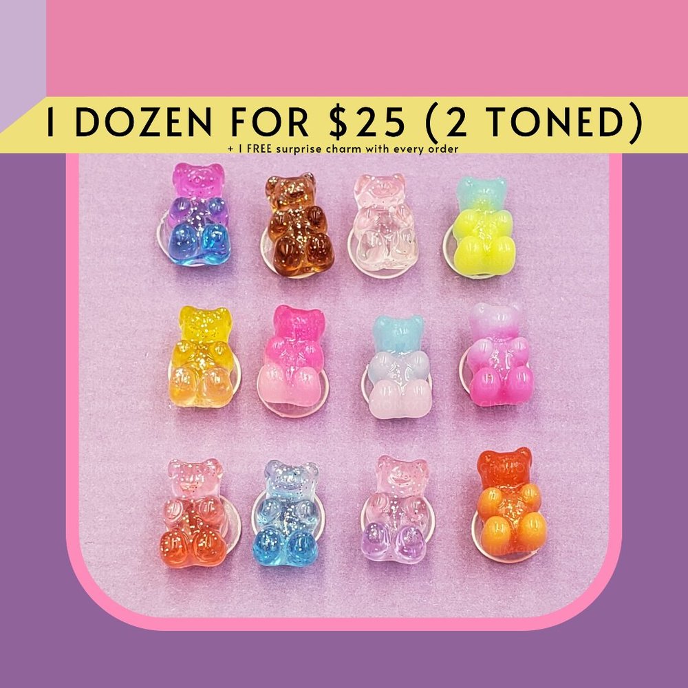 12PC SET Gummy Bear Resin Shoe Charm for Custom Crocs Decorations Jibbitz
